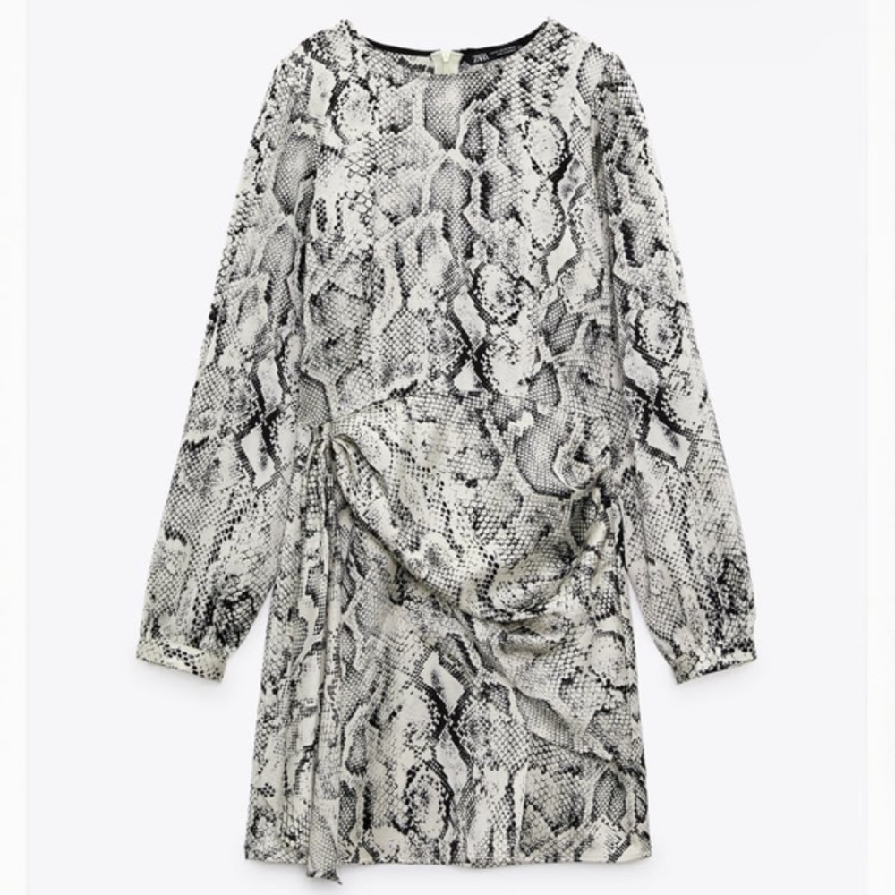 NWT XS Zara Satin Effect Animal Print Dress!